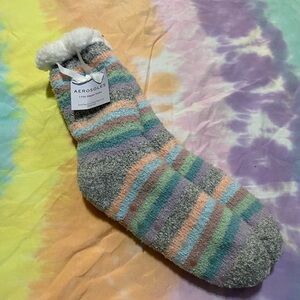 NWT AEROSOLES Cozy Multicolor Striped fluffy Socks